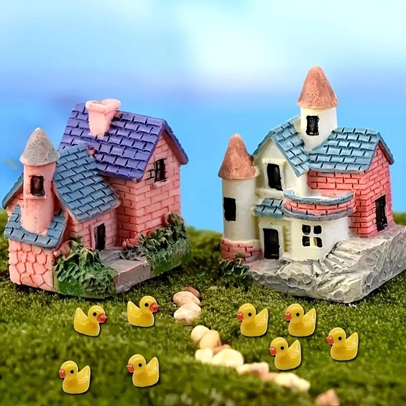 100 Pcs Mini Yellow Duck Ornament Miniature Figures,Tiny Duck,Resin,Handicraft,Micro Landscape, Home Decoration,