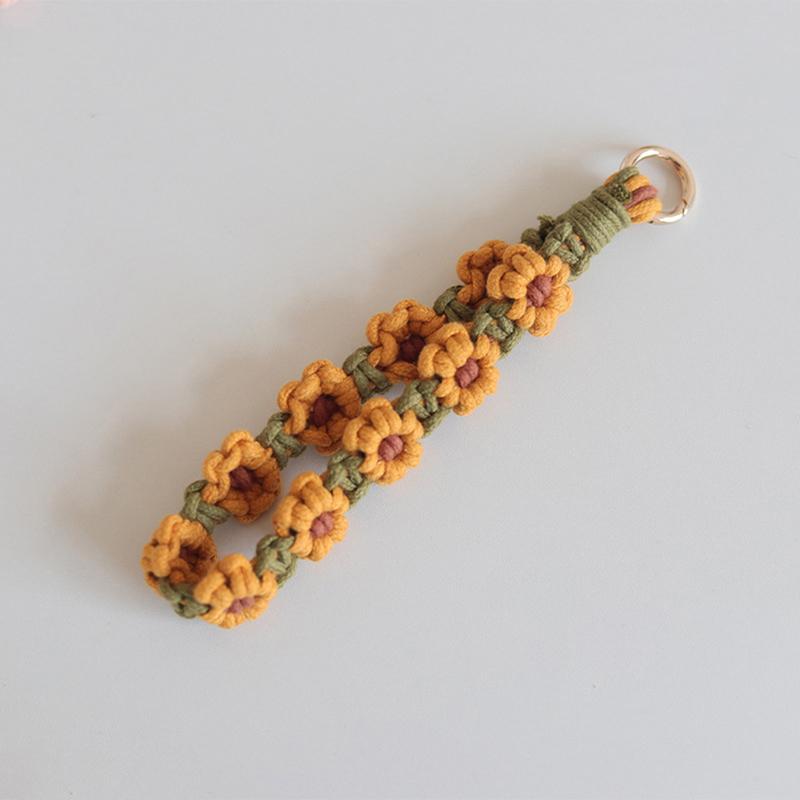 

1 шт. Квітка ромашки Браслет-брелок для ключів Богемний брелок-ланцюжок Ремінець-шнурок на зап ястя Брелок жовтий