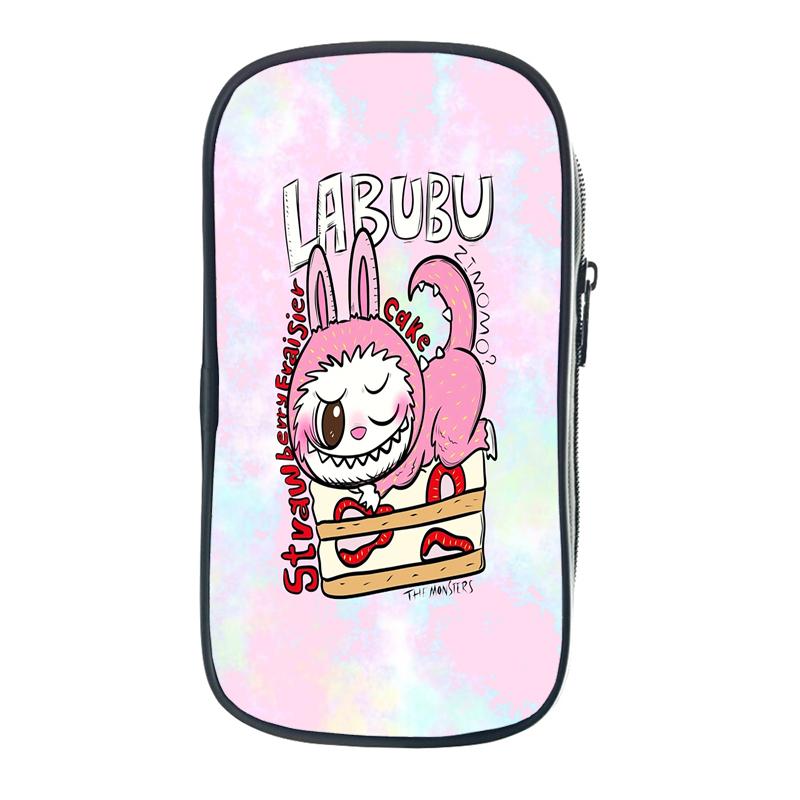 Labubu Cartoon Pen Bag The Monsters Printed Stationery Box Abubu Large Capacity Pencil Case Cute Anime Bags Student School Bag