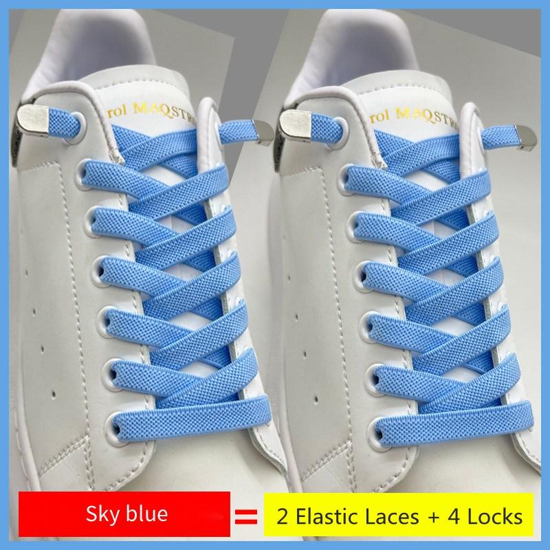 Schoenveters zonder strik Elastische veters Sneakers 8MM Verbreed Plat Elastisch Schoenveters zonder strikken Kinderen Volwassenen Schoen Accessoires