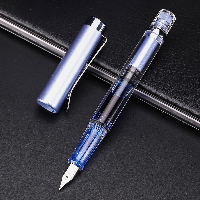 High Quality Transparent Color Piston Ink Blowing Large Capacity Ink Storage Pen Rotary Ink Blowing Piston Pen School Supplies