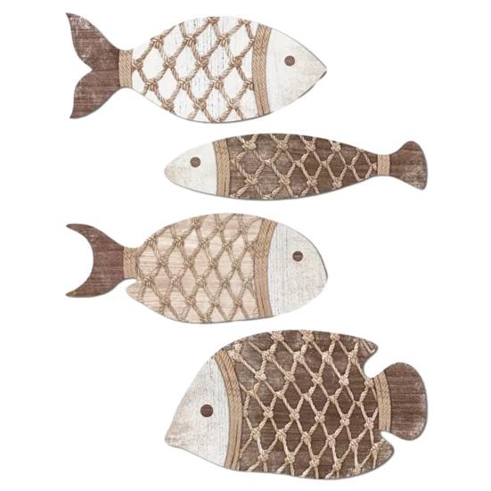 

Yousheng 4Pcs Wooden Fish Wall Decoration Nautical Coastal Theme Wall Hangings Handmade Rustic Ocean Fish Art Decor for Bathroom Kitchen Living Room A