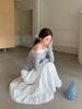 Women's High-Waisted White Cotton A-Line Skirt, Spring 2026 Korean Style, Casual Versatile Tiered Design