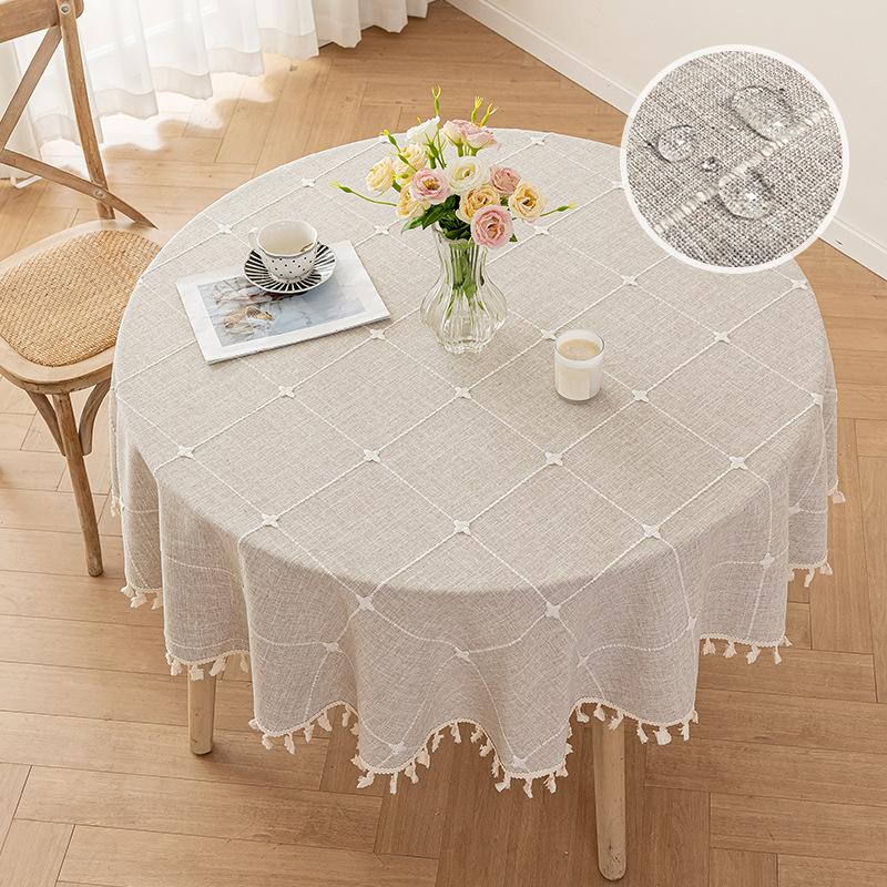Round Tablecloth Waterproof and Dustproof Coffee Table Cloth Jacquard Tablecloth Wear-resistant and Non-slip Large Round Tablecloth