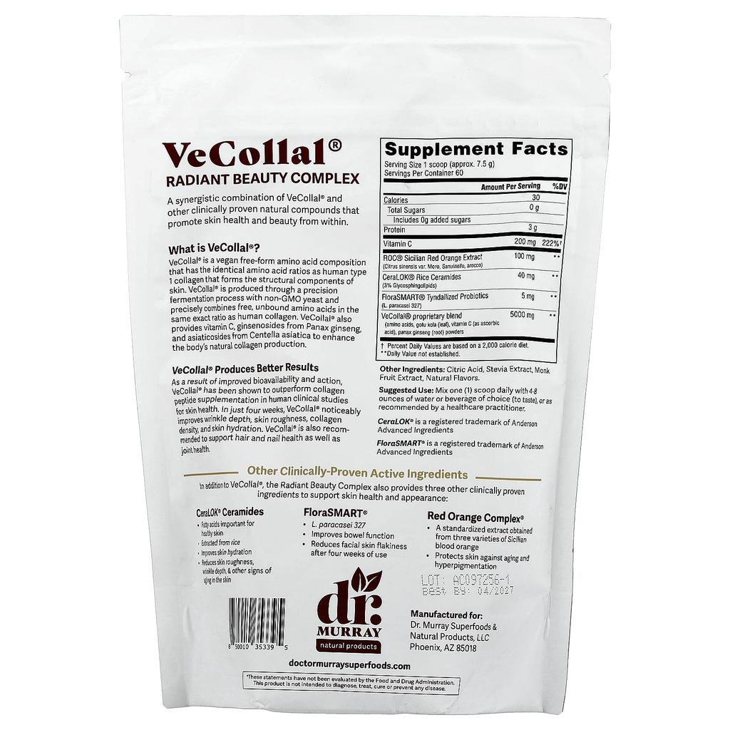 Dr. Murray's, VeCollal®, Vegan Radiant Beauty Complex, Strawberry Cream, 16 oz (454 g)