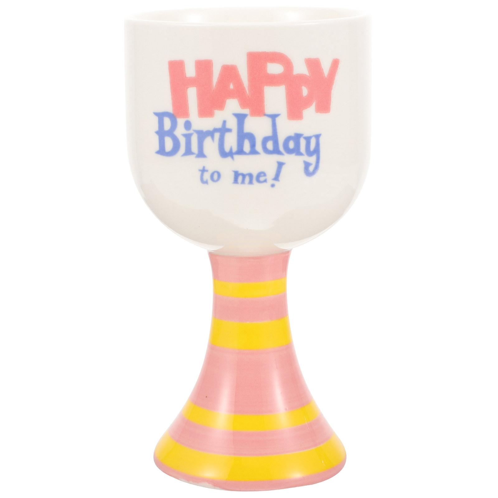 

Ceramic Happy Birthday Mug Footed Drinking Cup for Juice Milk Cocktail Stylish Home Bar Decoration Premium Birthday Present other