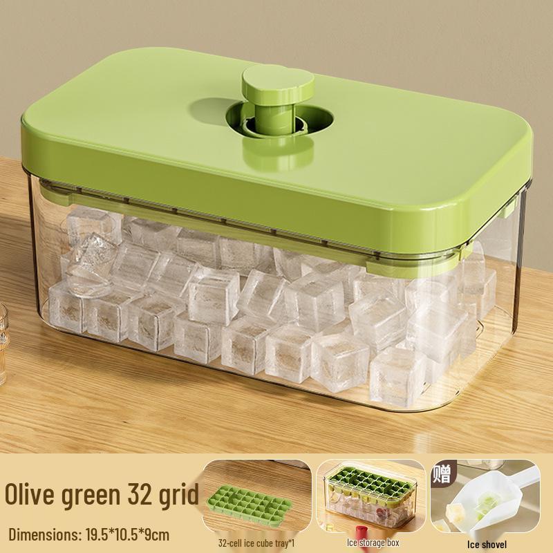 Press-Type Ice Cube Tray: Large Capacity, Food-Grade Quick Freezing Box for Home Refrigerators