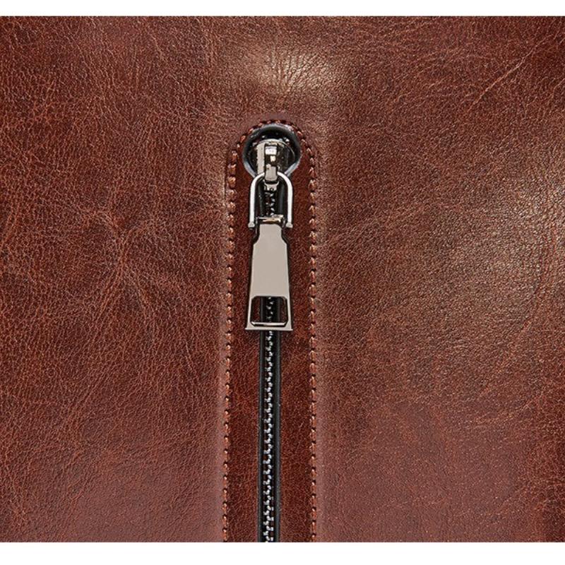 Women Shoulder Cross Body Handbag Top Handle Bag Genuine Leather Casual Designer Lady Female Oil Wax Cowhide Messenger Tote Bag