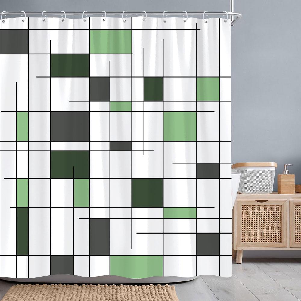 Abstract Geometric Shower Curtain Black White Colourful Colour Block Line Simple Modern Polyester Shower Curtains Bathroom Decor