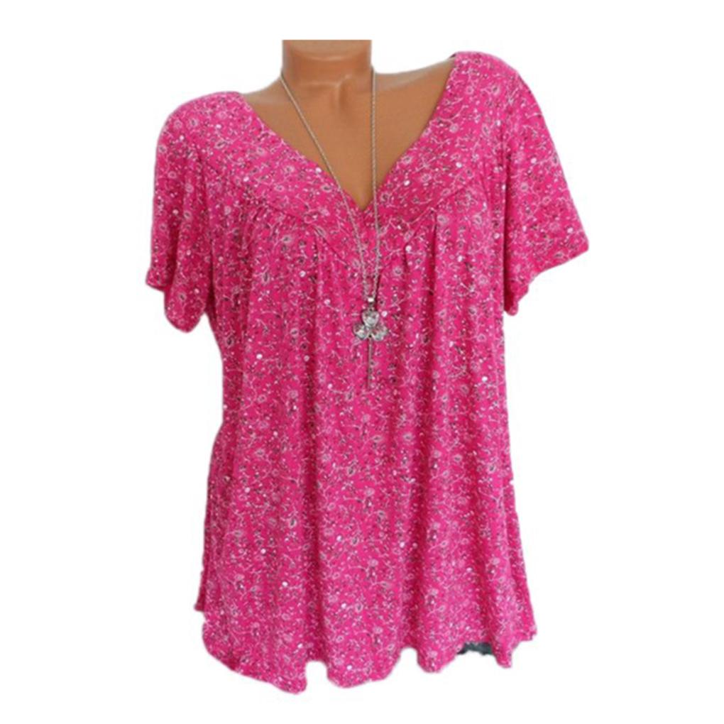 Women T-shirt V Neck Short Sleeve Top Printed Casual Summer T Shirt