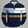 2025 Fashion Men'S Color Block Long Sleeve Polo Shirt Breathable Casual Tops Slim Fit Quick Drying Classic Collar Polo Shirt