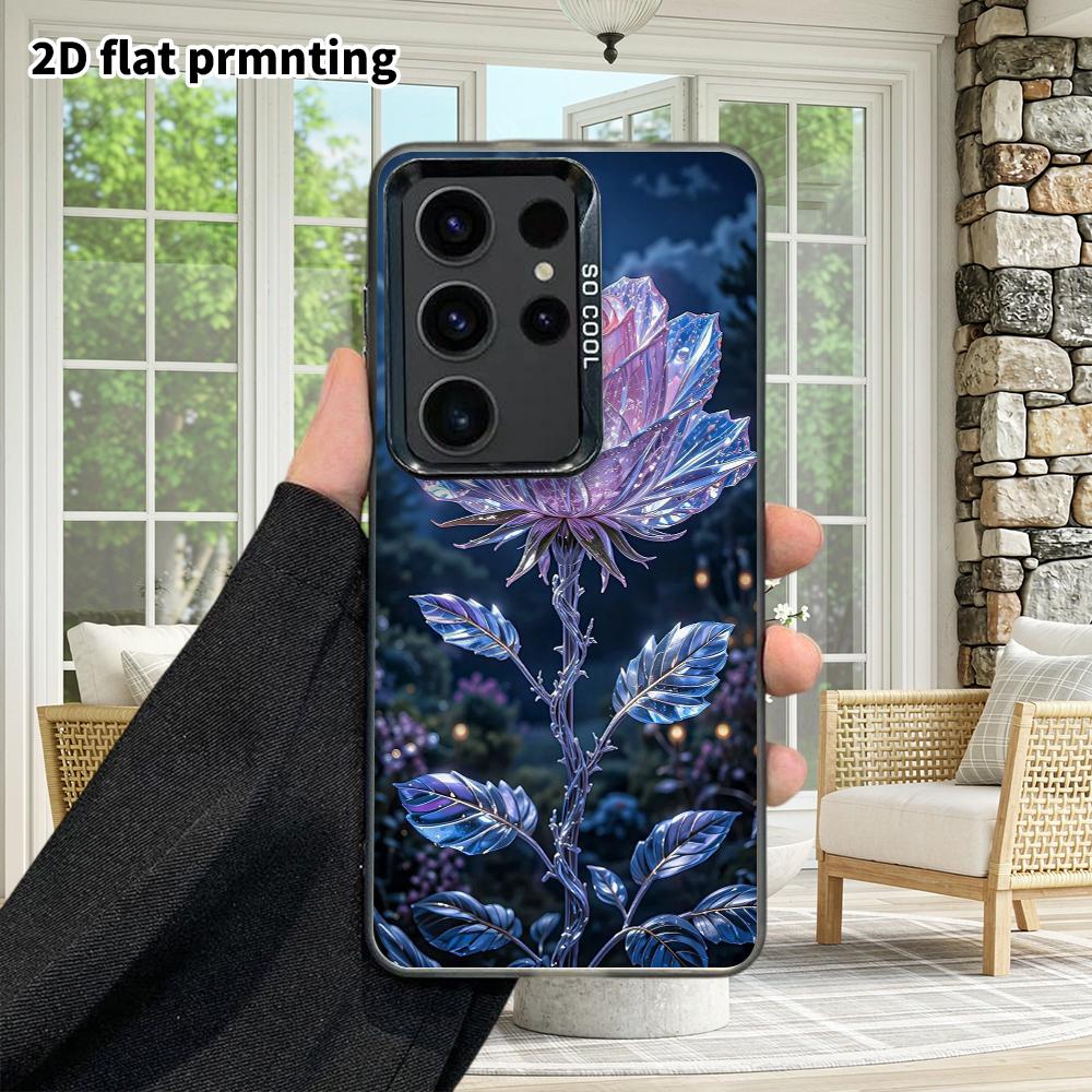 Phone Case: 2D Flat Samsung Galaxy A34 A35 M05 M06 S20 S22 S21 FE Plus 5G Protective Case, Couple Style, Glowing Crystal Rose, Christmas and Halloween