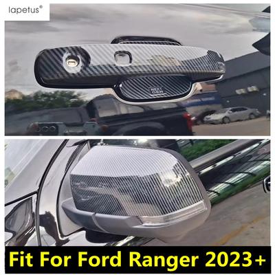 Door Handle Bowl / Rearview Mirror Shell Decoration Cover Trim For Ford Ranger 2024 2025 Carbon Fiber Exterior Accessories