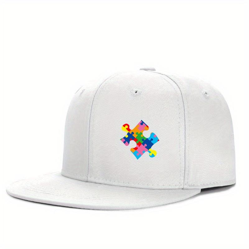 

Colorful Puzzle Autism Awareness Black Baseball Cap Hip Hop Snapback Adjustable Outdoor Casual Cap One Size
