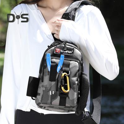 Fishing Bag with Rod Holder Waterproof Nylon Fishing Accessories Sling Bag Lightweight Outdoor Hiking Hunting Fishing Gear Single Shoulder Storage