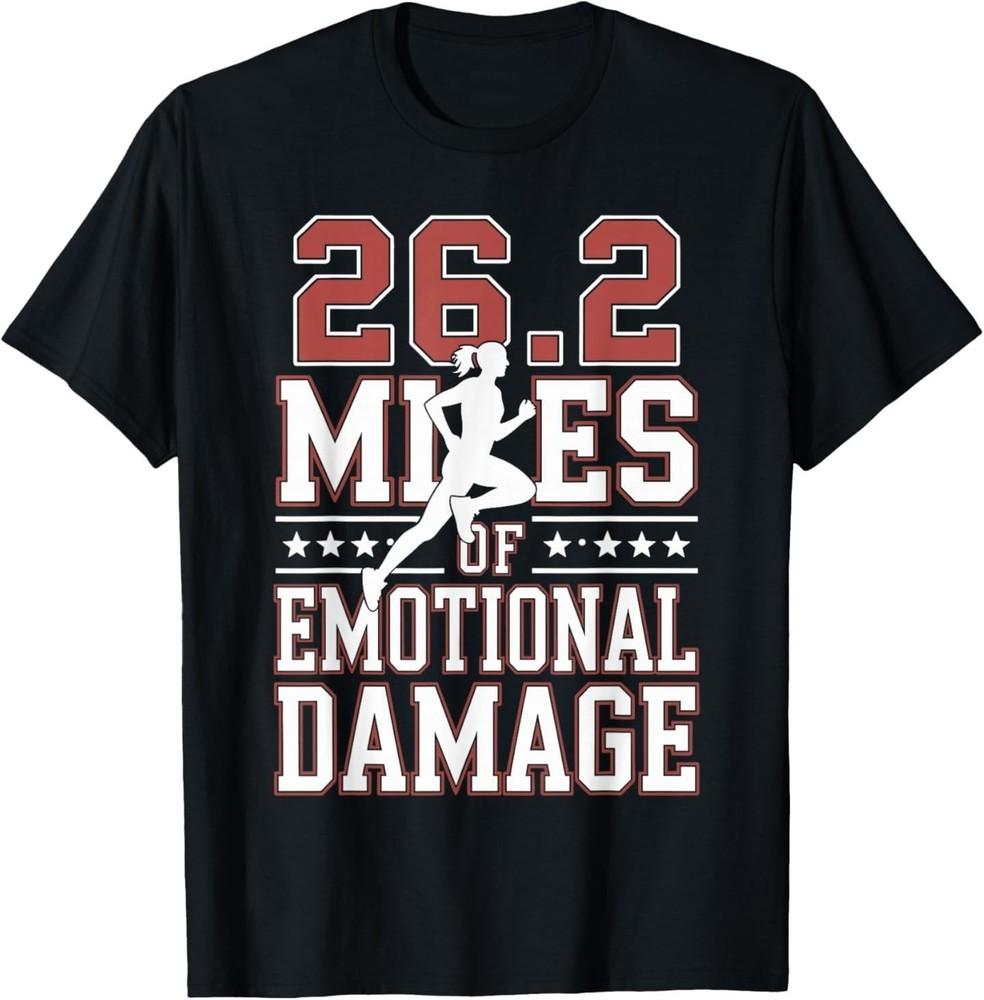 26.2 Miles of Emotional Damage Funny Running Marathoner T‑Shirt XL