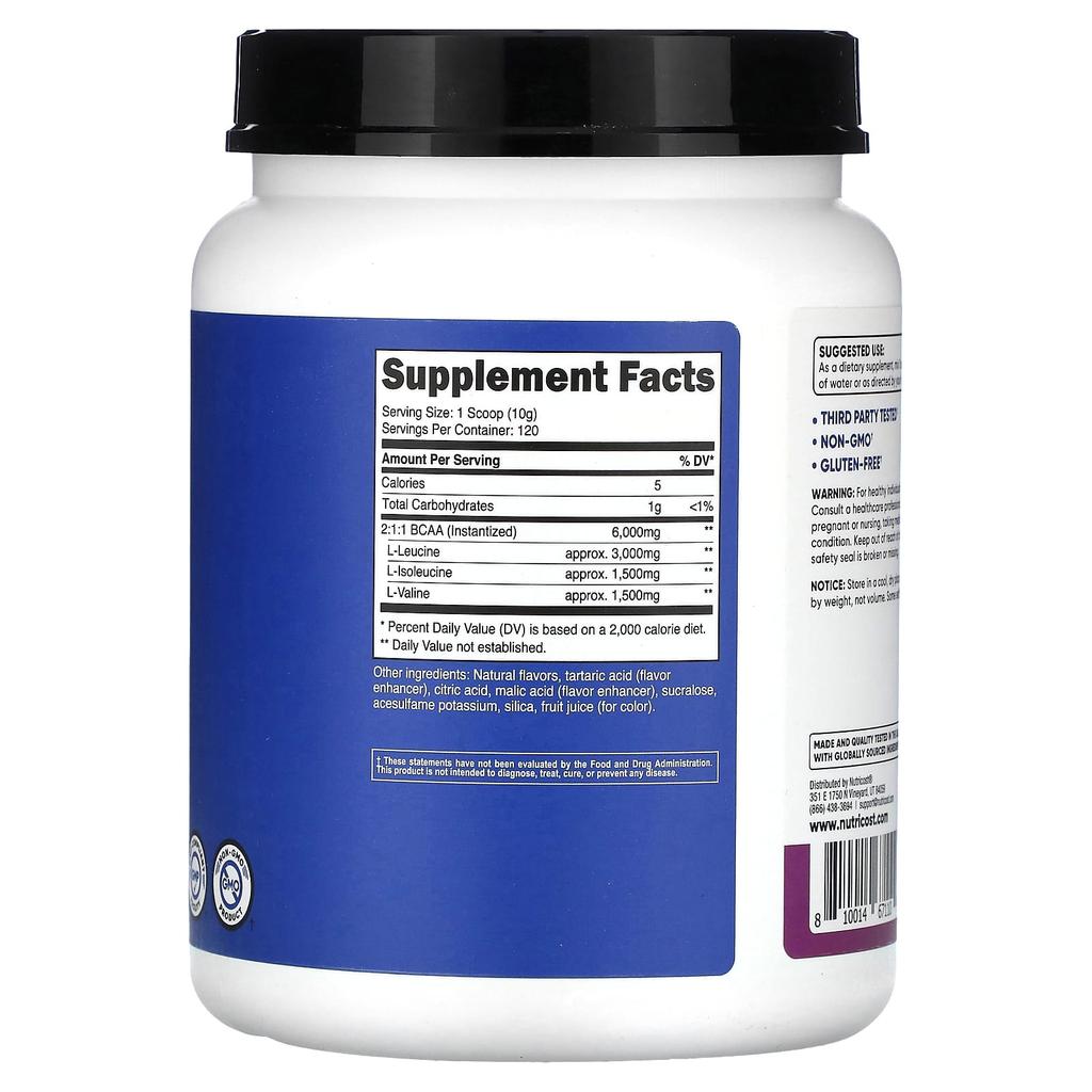 Athletic Performance, Bcaa, Grape Flavor, 1,164G (2.5Lb)