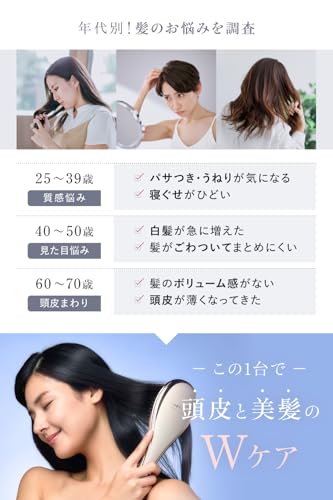 Featured On "Hiruobi" (Japanese TV Show) Wavewave Ems Hairbrush with Red LED, Smooth Hair, Cushion Brush, and Comb, Perfect Birthday Gift for Women, W