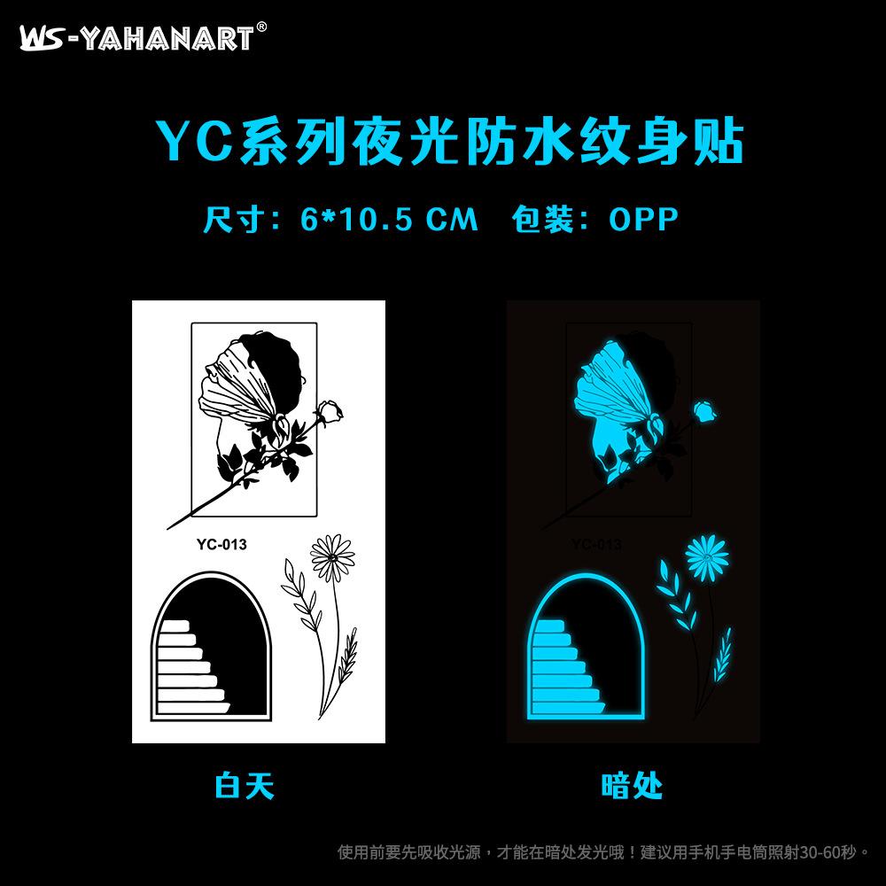 Luminous Blue Tattoo Sticker Nightclub Bar Music Festival Party Floral Female Tattoo Sticker Glowing Face Sticker