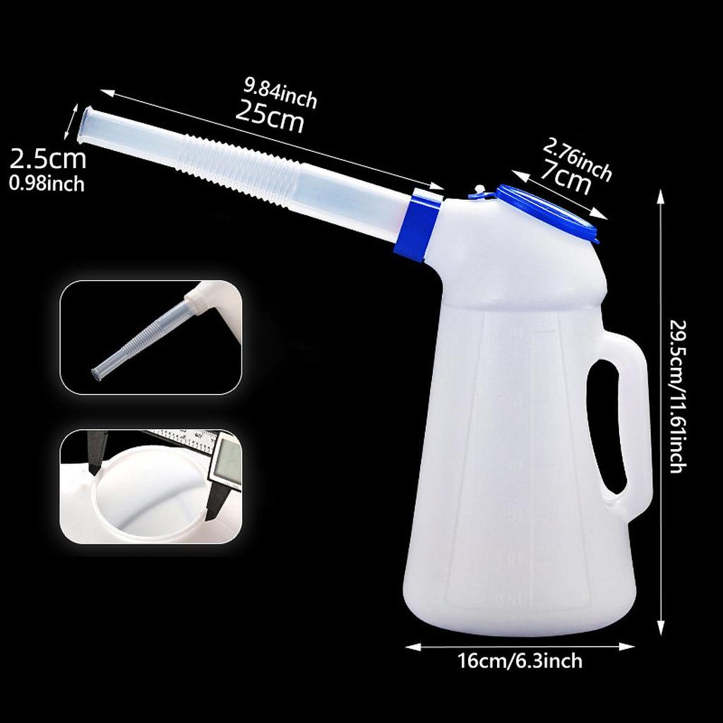 Oil Measuring Container Automotive Dispenser Portable Sturdy, Leakproof, with Long Spout, Pot