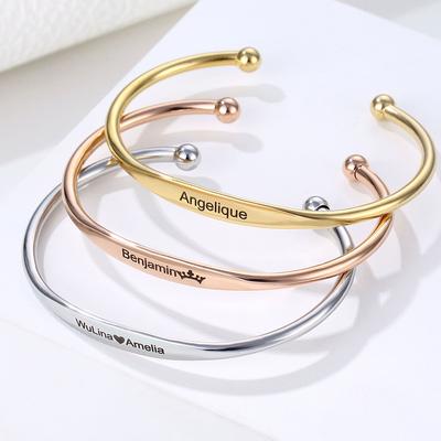 1PC Personalized Engraved Custom Name Stainless Steel Bracelet Jewelry Name Words Letters Custom Bracelet & Bangle For Women