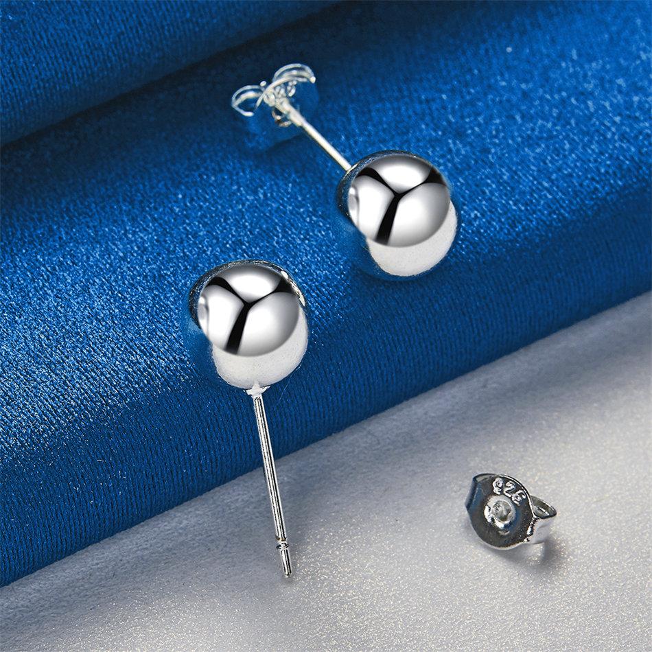 Elegant 925 Sterling Silver 10mm Delicate Polished Round Stud Earrings for Women, Fashionable Gifts, Party Jewelry Accessories