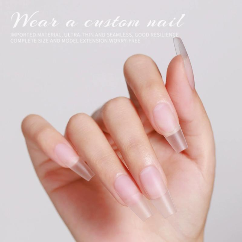 300Pcs/Bag Full Cover Press On Fake Nails Matte Ultrathin TransparentCoffin Tips Nails Extension Diy Practice Nail Tool