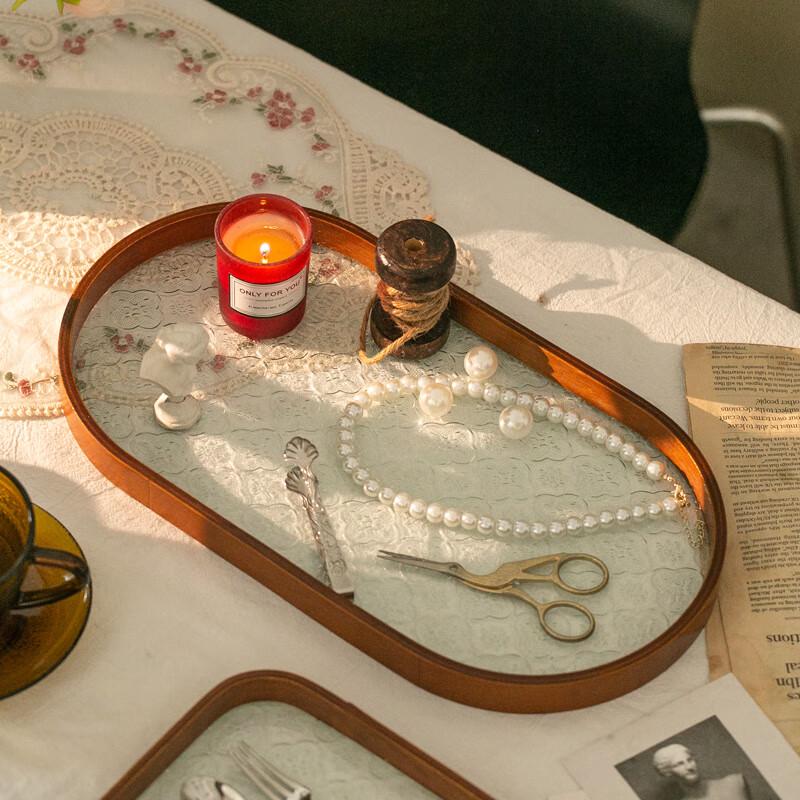 Retro Begonia Flower Glass Serving Tray