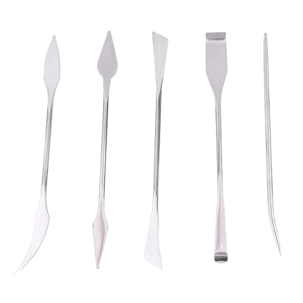 5pcs Stainless Steel Pottery Carving Tools Double Ended Carving Spatula Wax Carving Tools 5Pcs Set Clay Sculpting Tools