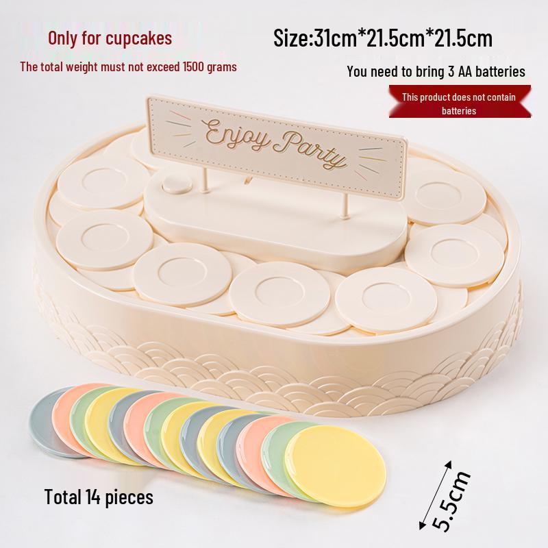 Zhuanzhuan Automatic Cake Turntable for Dessert Table with Paper Cup, Macaron, and Decoration Features