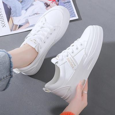 Scarpe Sportive con Suola Spessa da Donna alla Moda e Trendy Scarpe Bianche Piatte Lace-up per Esterno Allenamento Sportive Casual Scarpe da Passeggio