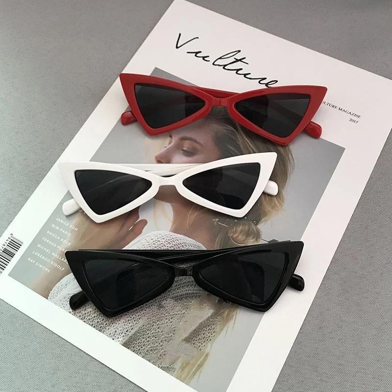3PCS Fashionable Cat Eye Sunglasses Simple Pography Small Frame Triangle Glasses Unisex Plastic Material from Mainland China