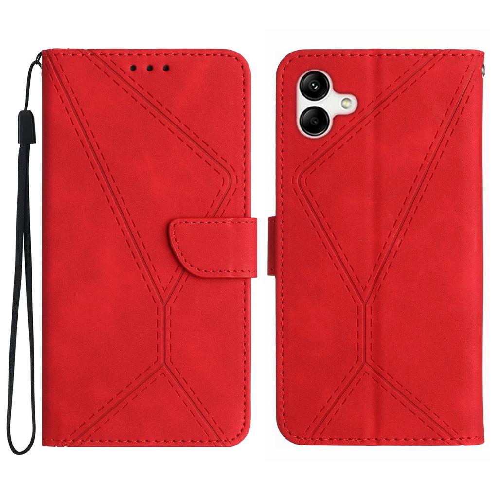 For Samsung Galaxy A06 5G Case Skin Touch Lines Imprinted PU Leather Flip Phone Cover