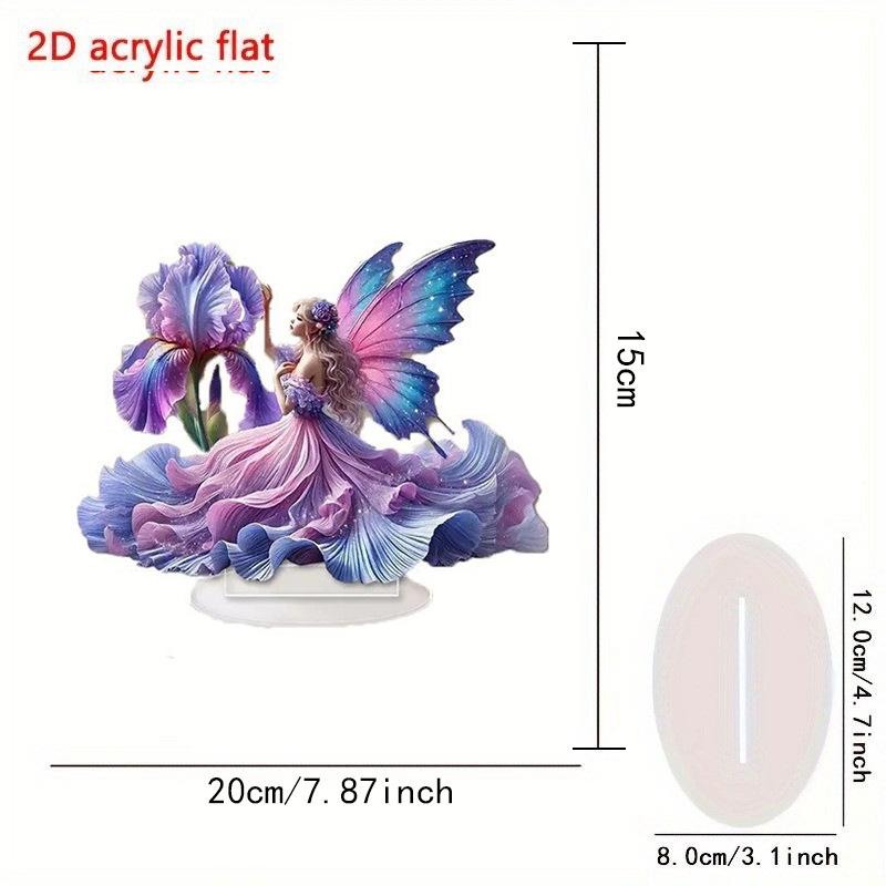 Purple Butterfly Fairy Crystal Decor with Adjustable Acrylic Stand