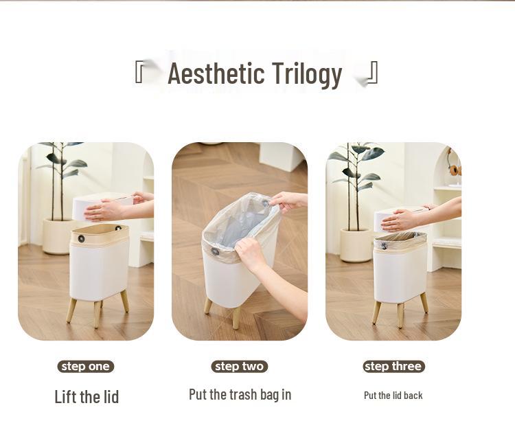 Luxury High-Leg Smart Sensor Trash Can with Self-Suction Bagging, Deodorant Lid, for Living Room & Kitchen