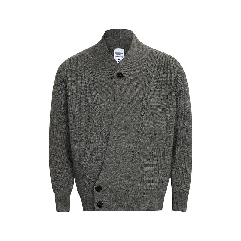 Серый вязаный кардиган с V-образным вырезом и асимметричными пуговицами Extra Large серый 4790₽