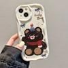 Fun graffiti bear for iPhone15 Pro mobile phone case Apple 14 cream wave 12/13 soft case 11