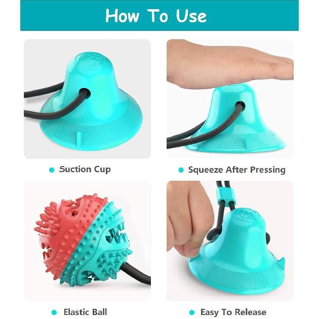 

Dog Chew Toy Suction Cup Interactive Dog Toys Pet Molar Bite Toy Interactive Pull Rope Chew Rope with Squeaky Toys Ball, Dog Toothbrush Dog Toys for