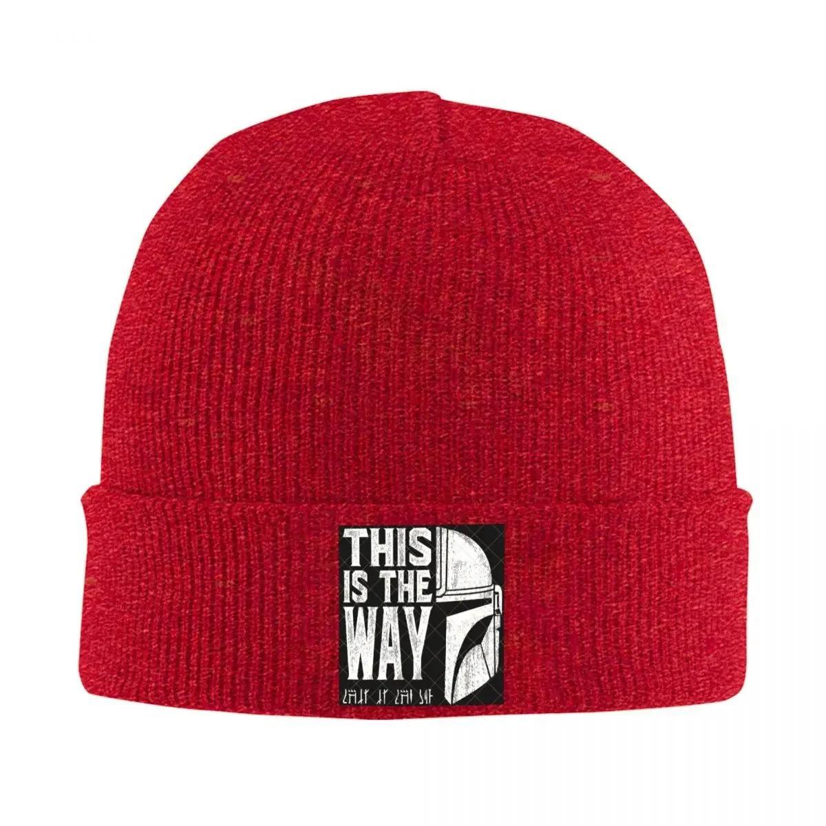 

This Is The Way Logo Knitted Bonnet Caps Cozy Warm Stretch Thick Trendy Outdoor Knit Cap Fashion Keep Warm Hats
