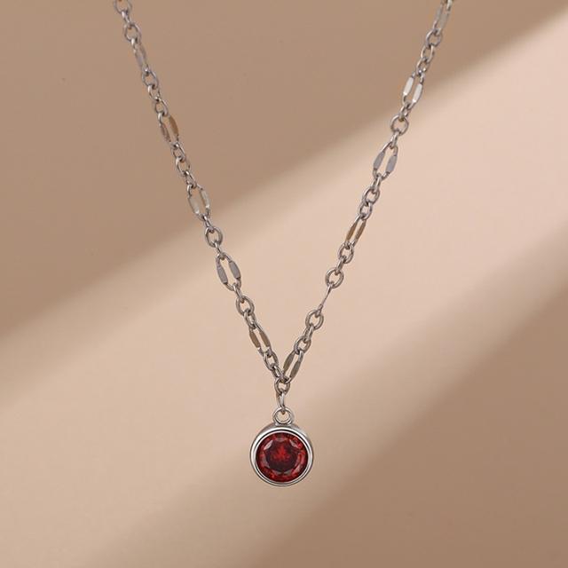 

ANENJERY красный циркон кулон ожерелье для женщин 2023 Новая мода легкий роскошный простой ретро шейная цепочка изысканные повседневные украшения