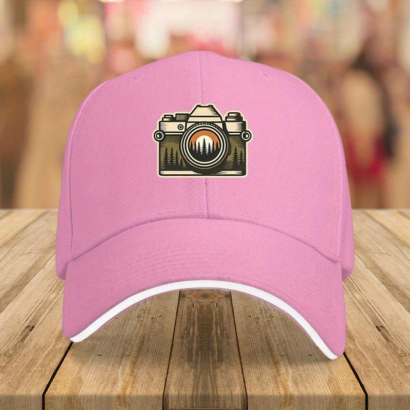 Retro Camera Forest Sunset Graphic Baseball Cap Vintage Photography Hat Adjustable Casual Outdoor Cap