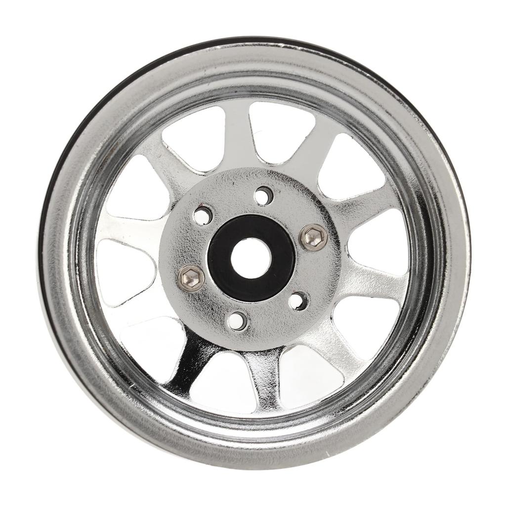 4-Piece Silver 1.9-inch RC Wheel Rim Set, Zinc Alloy, 10-Hole, Universal Fit for RC Crawler Cars