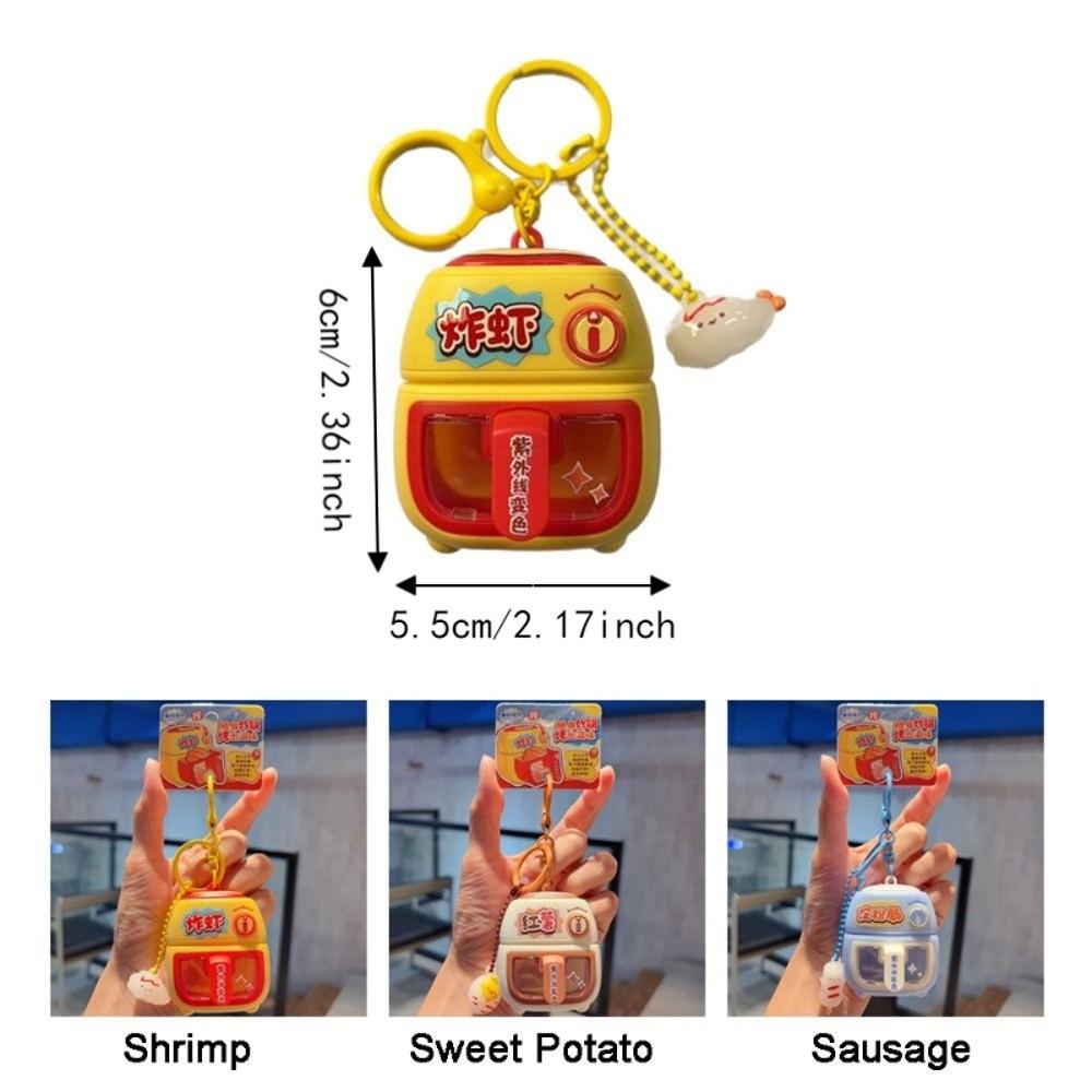 Cute Simulation Food Keychain Interactive UV Color Changing Keychain Mini Oven Toy Car Key