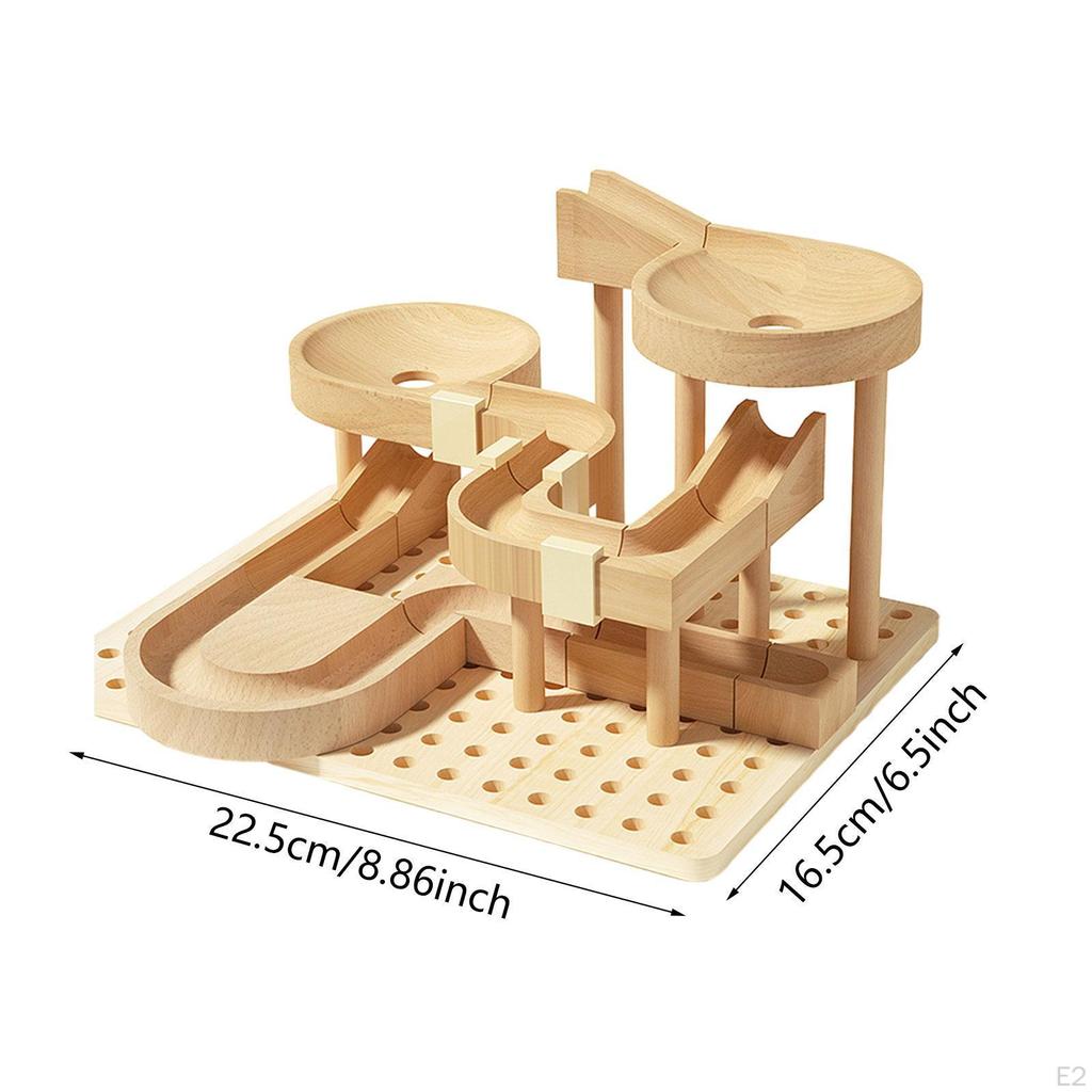 DIY Wooden Track Marble Toy Puzzle Assembly Brain Teaser Crafts Unique Rolling Ball Blocks for