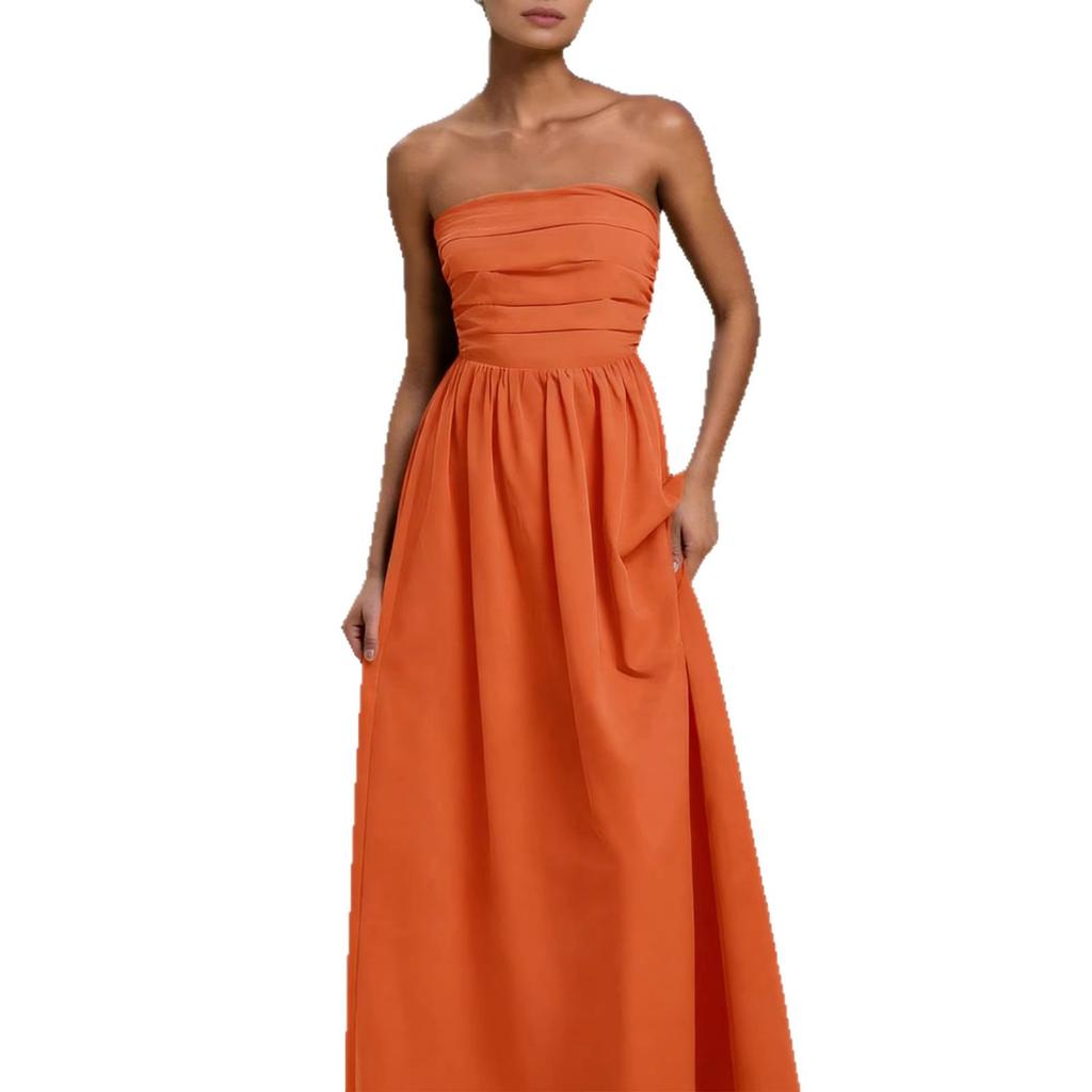 Summer New Tube Top Dress Solid Color High Waist Thin Holiday Dress, European and American Style Multi-color
