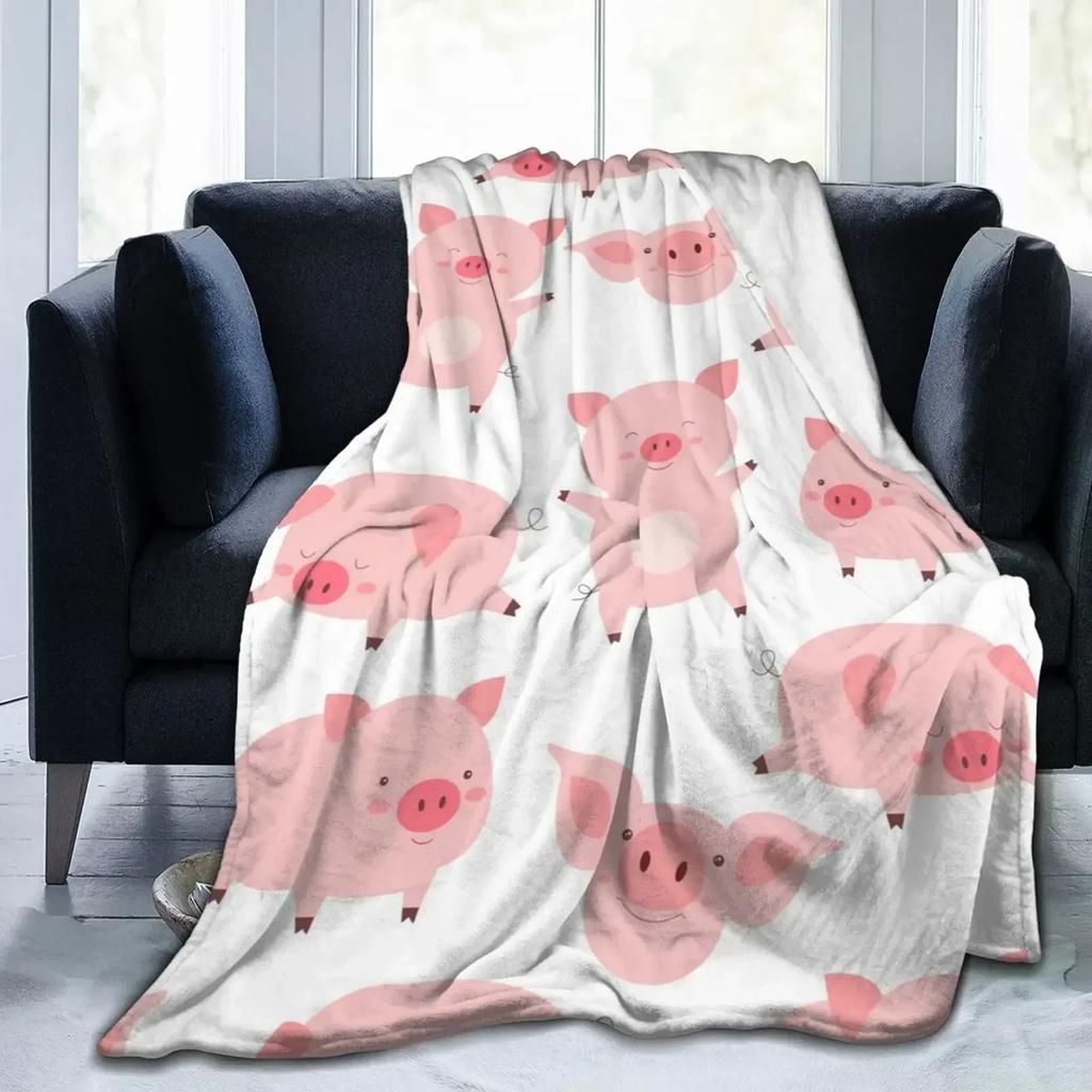 Pig Blanket Gifts for Women Pig Lovers,Pink Pig Blankets for Girls Boys,Cozy Warm Cute Animal Flannel Throw Blanket for Bed Sofa
