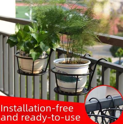 Hängendes Blumentopfregal mit Eisengeländer für den Balkon - Ständer für Orchideen, Sukkulenten, Bonsai und Grünpflanzen