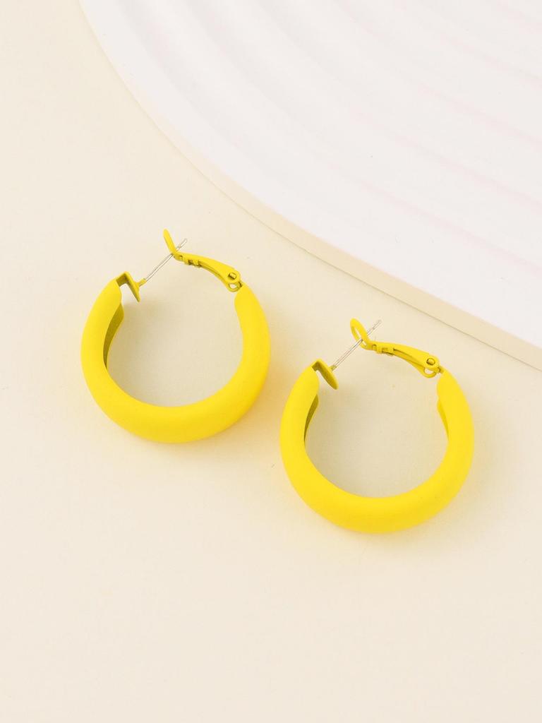 Vibrant C-Shaped Candy Color Hoop Earrings: Trendy, Cute, and Fashionable for Women
