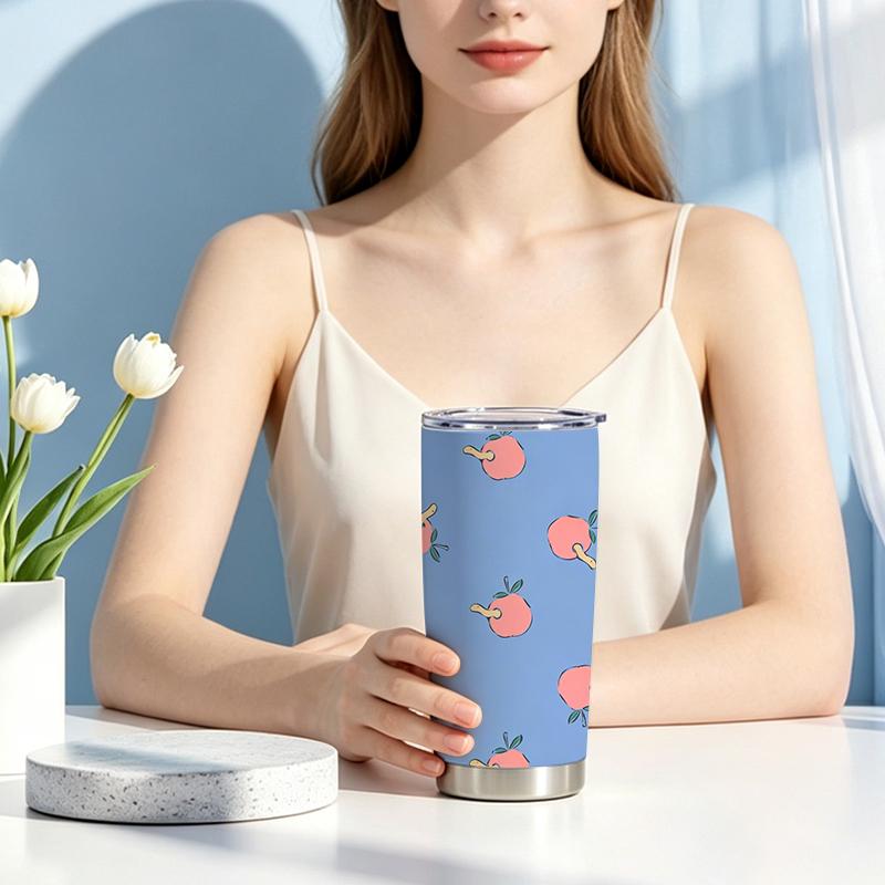 Car Tumbler 591ml Fresh Peach Element Straw Cup Gift Cup Hot Cold Cup Leakproof Tumbler Straight Tumbler Car Tumbler 591ml