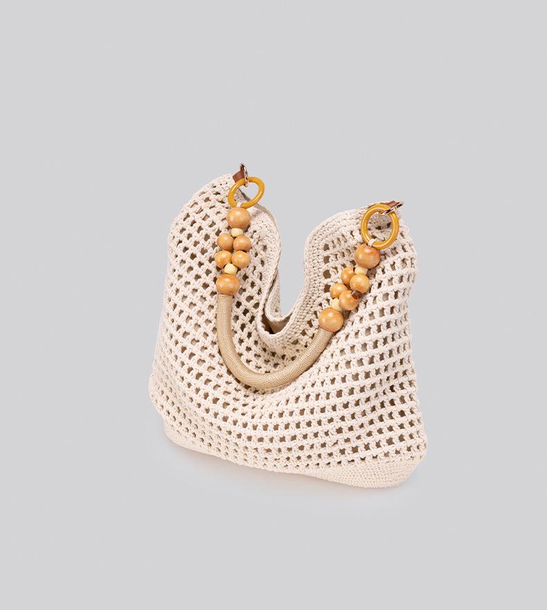 Summer 2026 Women's Artistic Woven Beach Tote – New Chinese Style Single Shoulder Bag